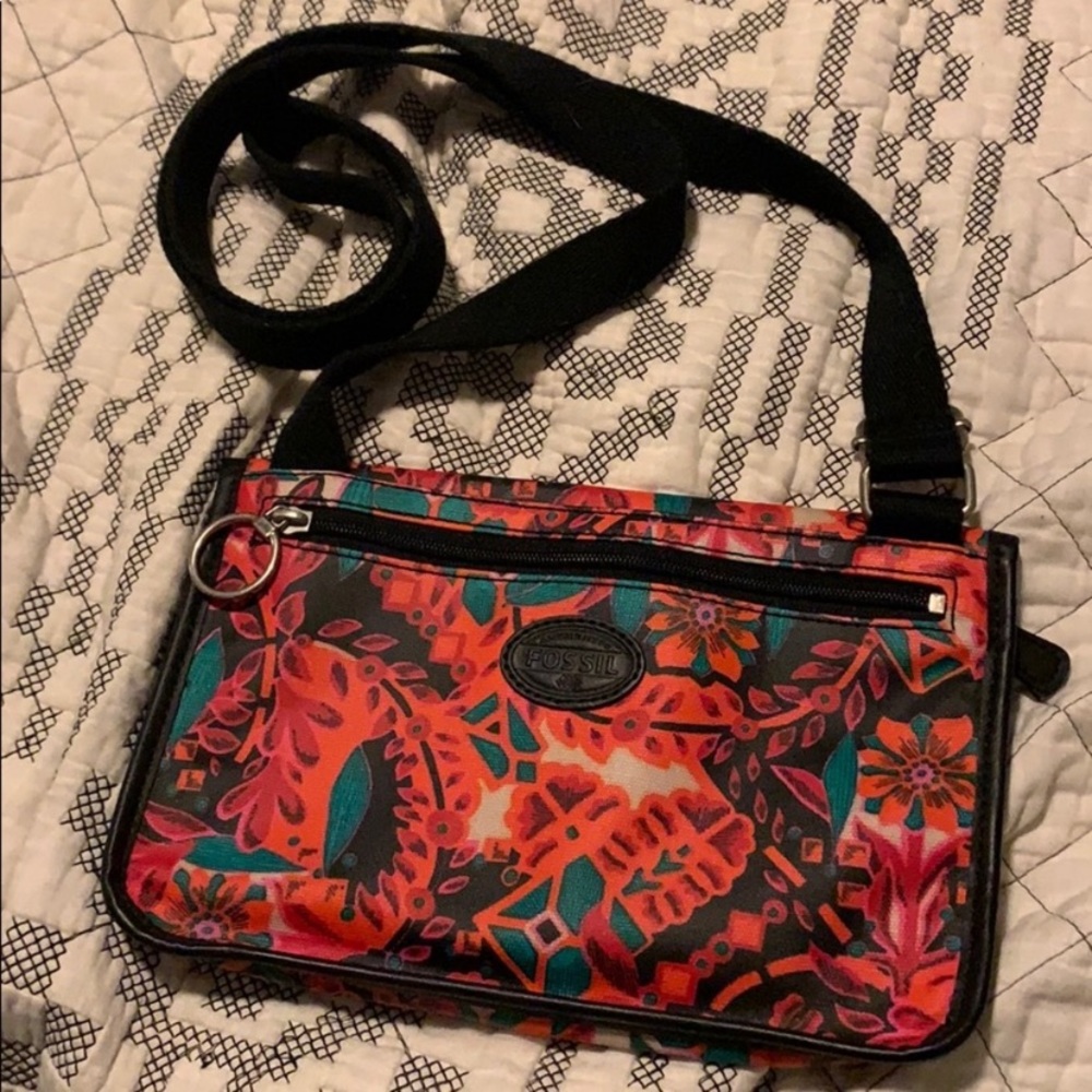 Fossil Mosaic Keyper Crossbody Handbagpurse Floral - image 4